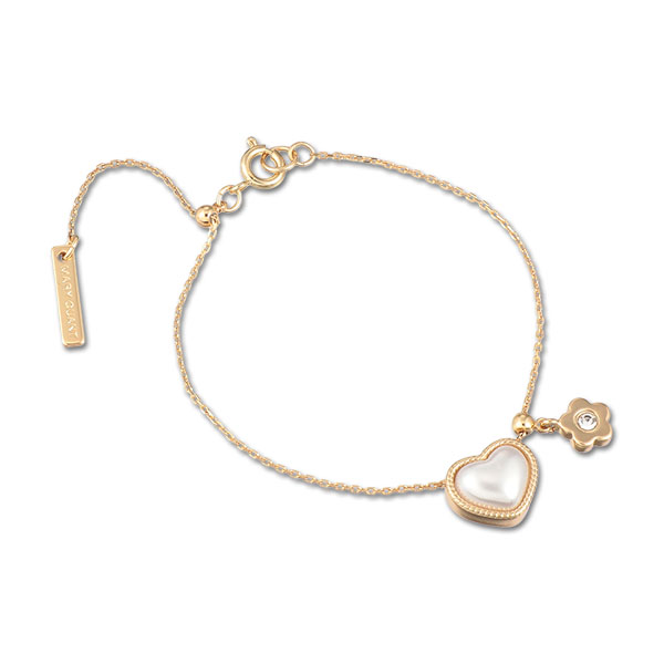 ハートパール ブレスレット（ゴールド）