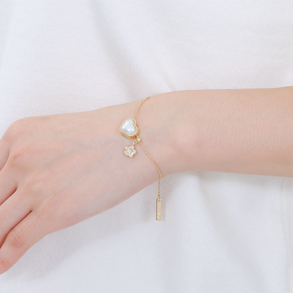 ハートパール ブレスレット（ゴールド）