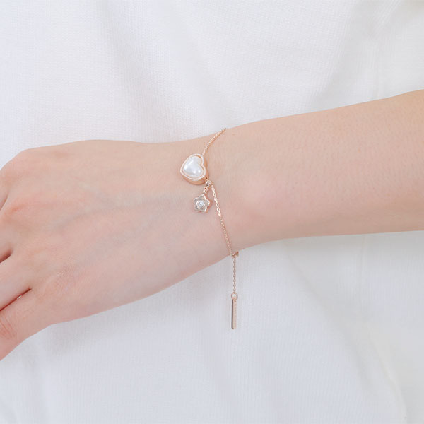 ハートパール ブレスレット（ピンクゴールド）