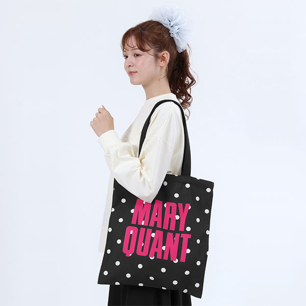 ポリキャンバスロゴ トート（ブラック×ピンク）