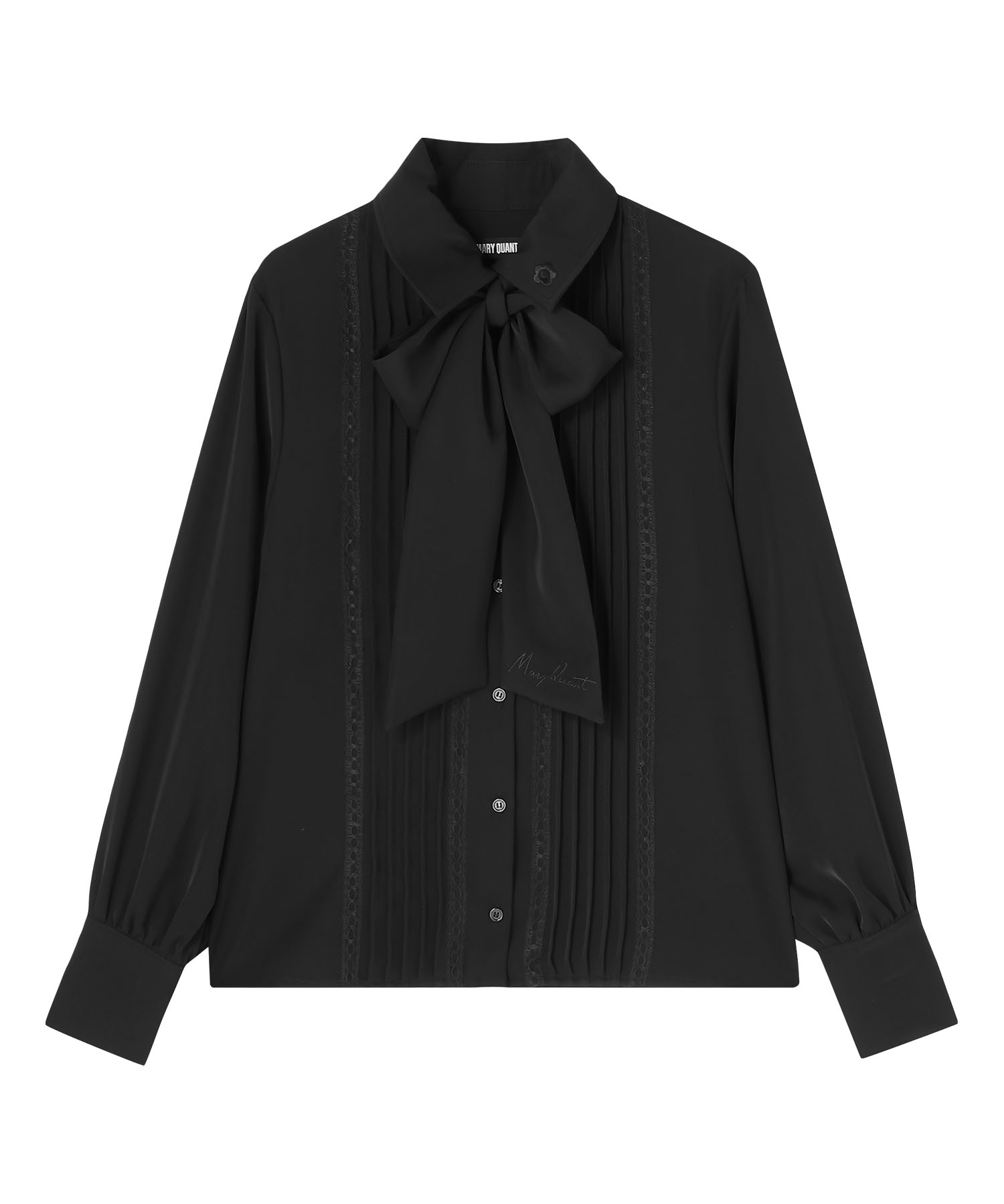 梯子レースピンタック ブラウス（ブラック）