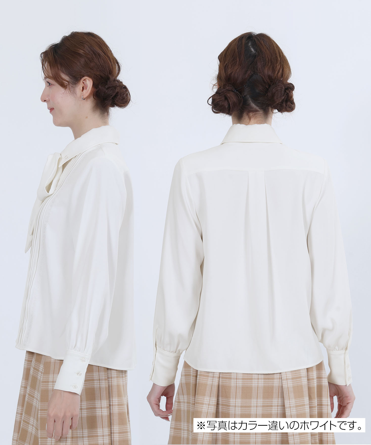 梯子レースピンタック ブラウス（ブラック）