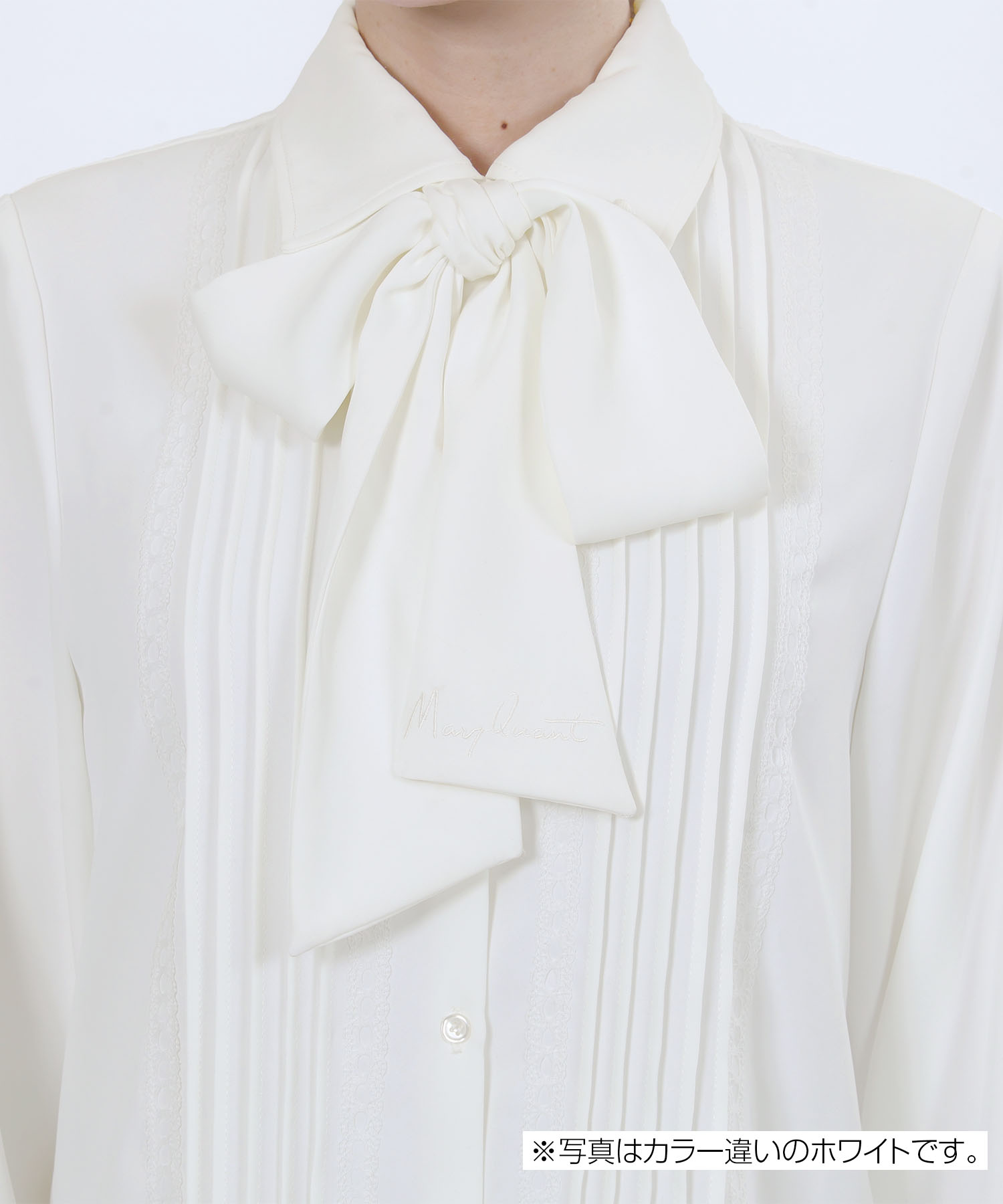 梯子レースピンタック ブラウス（ブラック）