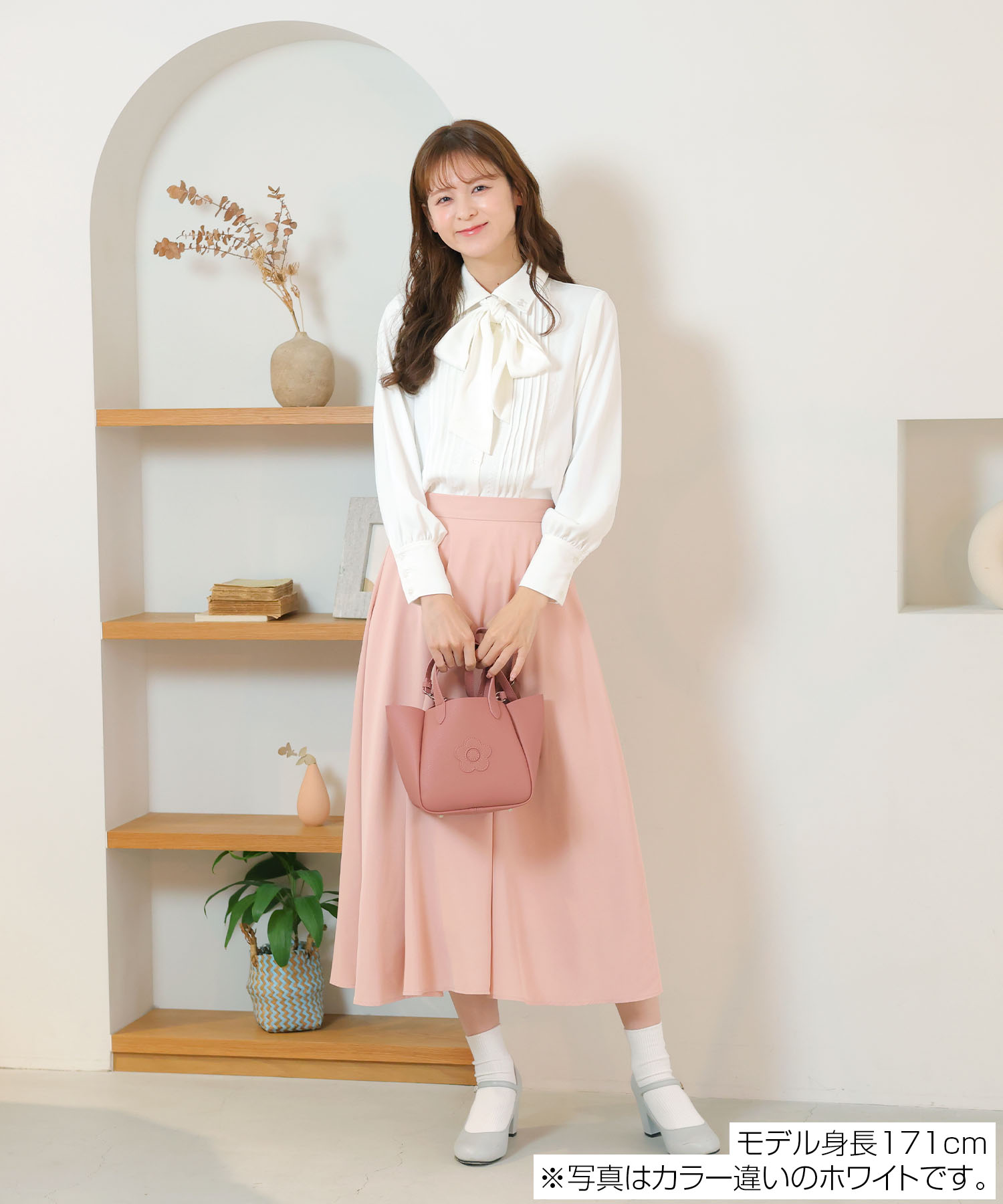 梯子レースピンタック ブラウス（ブラック）