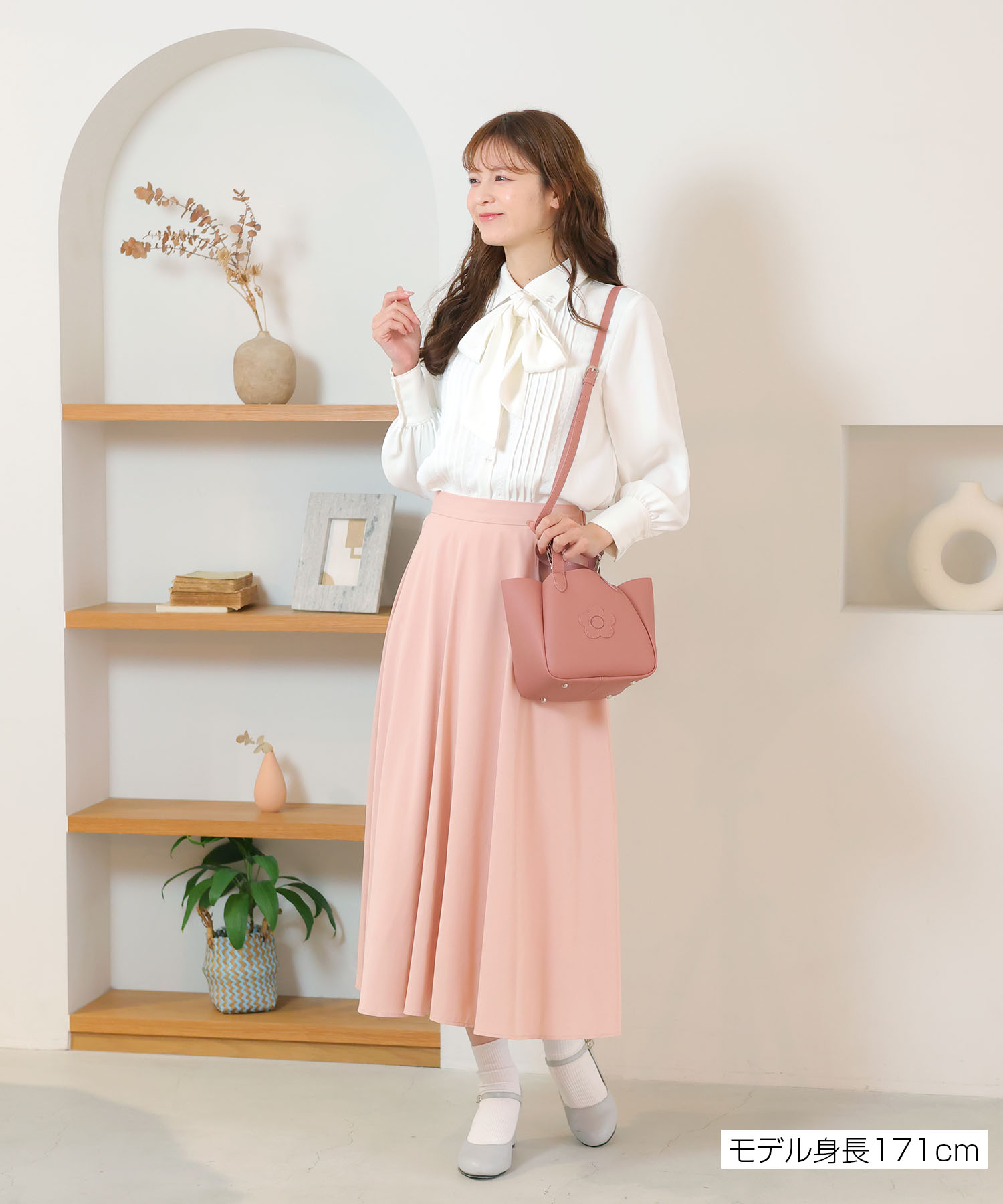 梯子レースピンタック ブラウス（ホワイト）