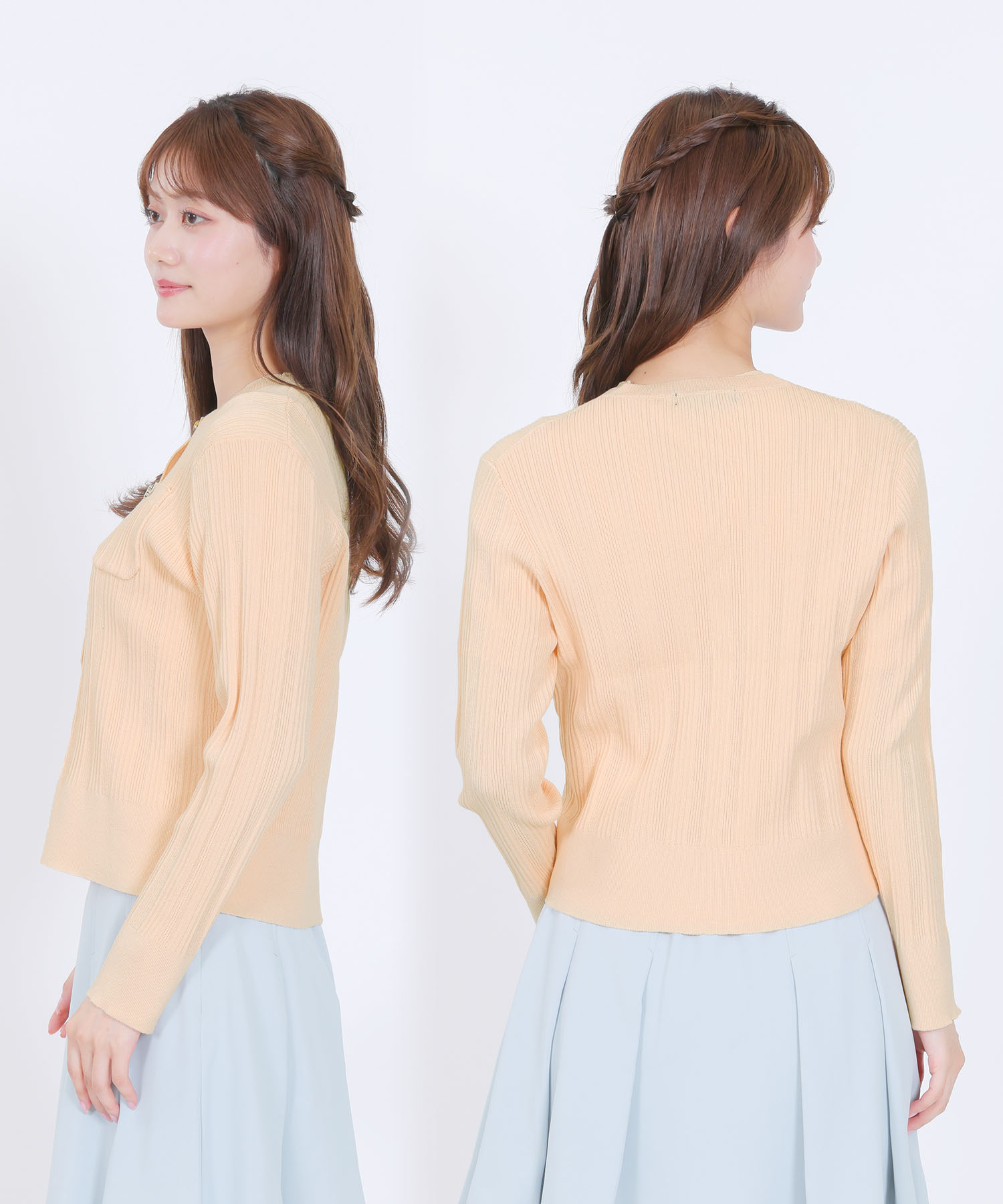 ゴールドボタン アンサンブル（コーラルピンク）