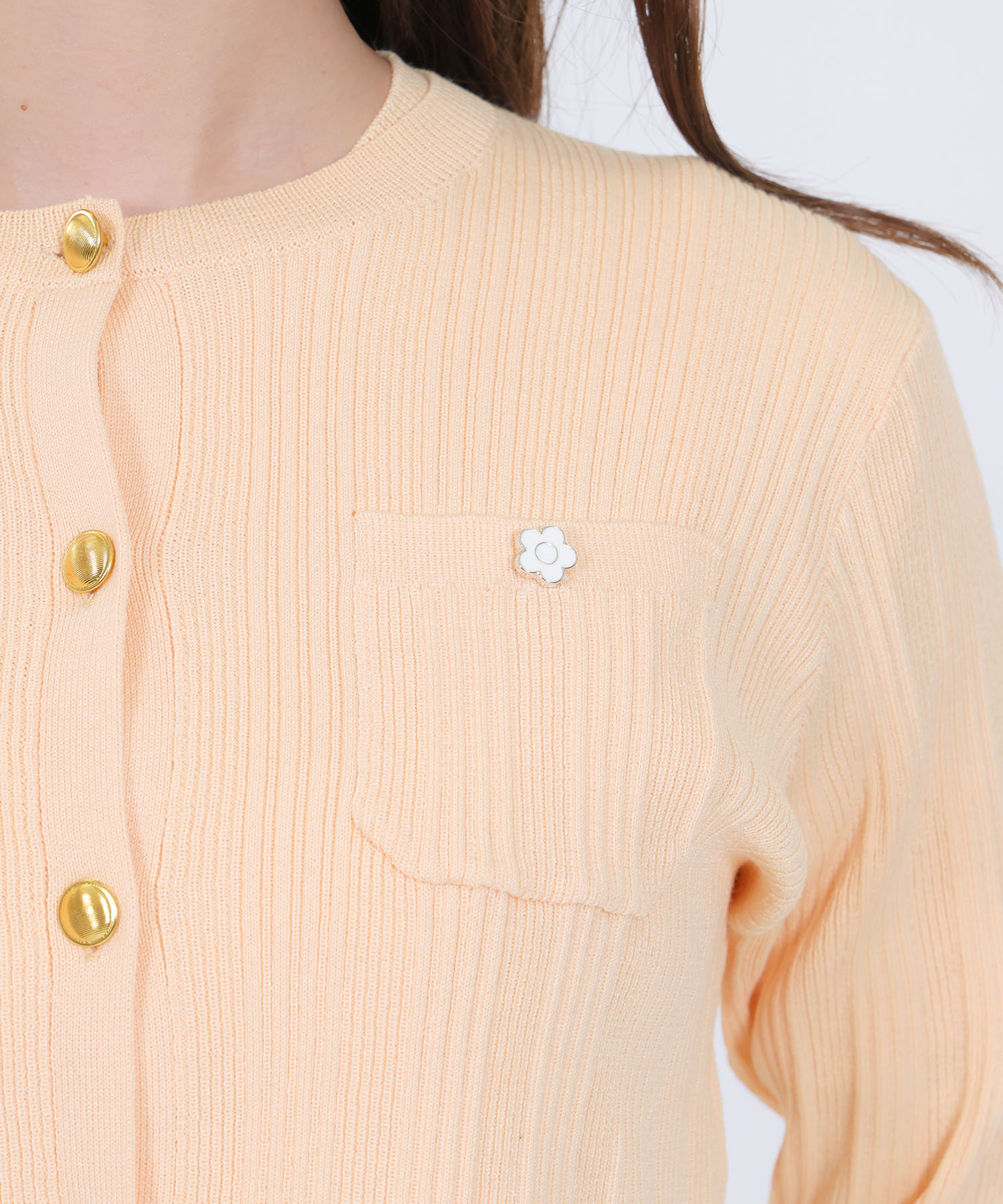 ゴールドボタン アンサンブル（コーラルピンク）