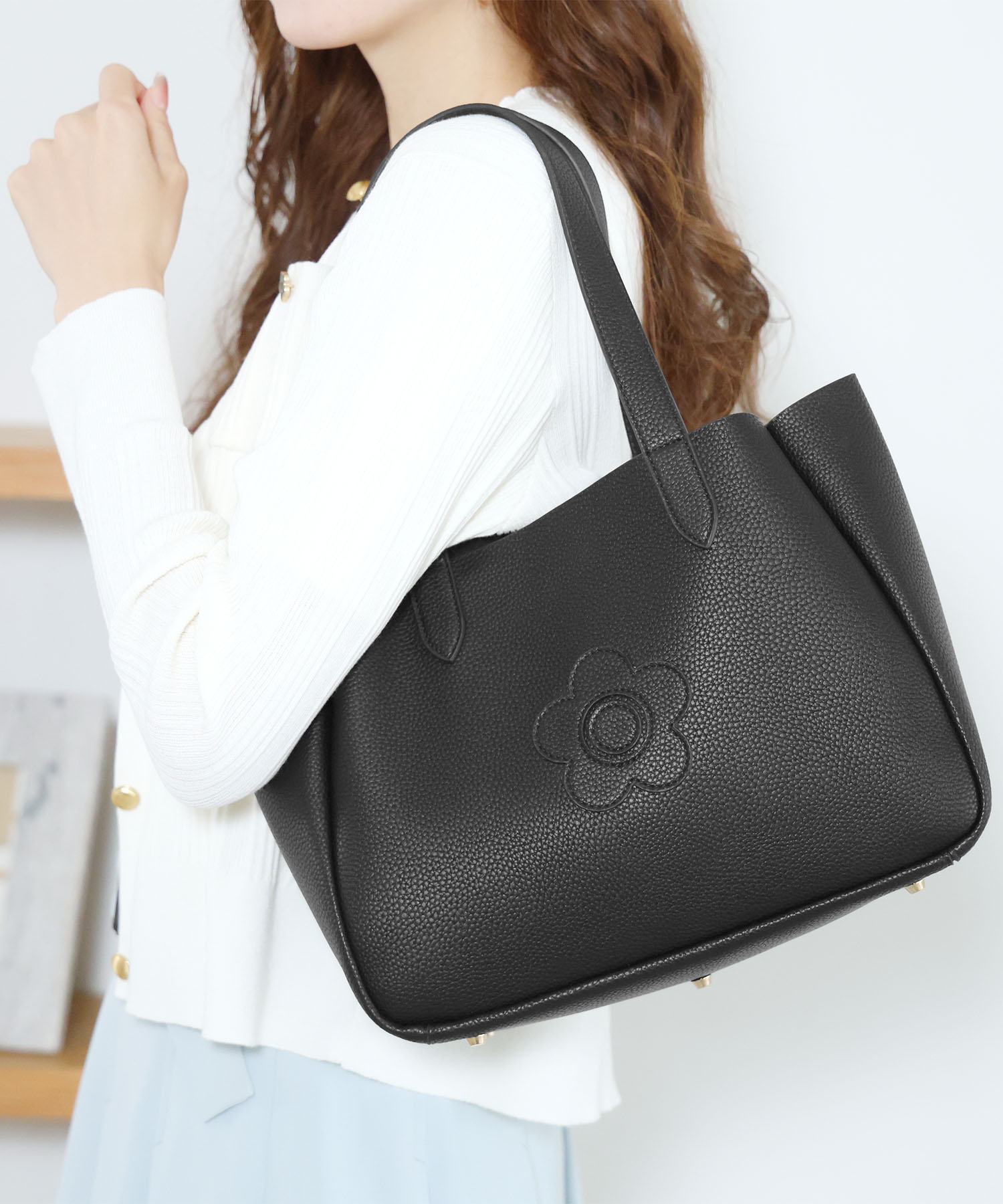 シュリンクWフェイス トート（ブラック）