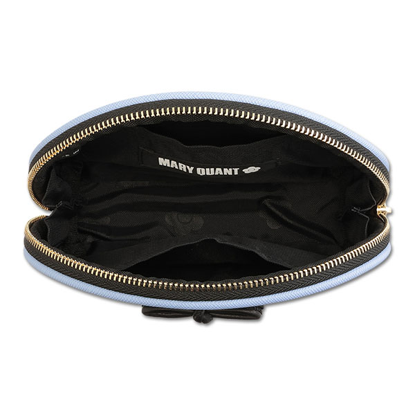 サフィアーノリボン ラウンドポーチ（サックスブルー）