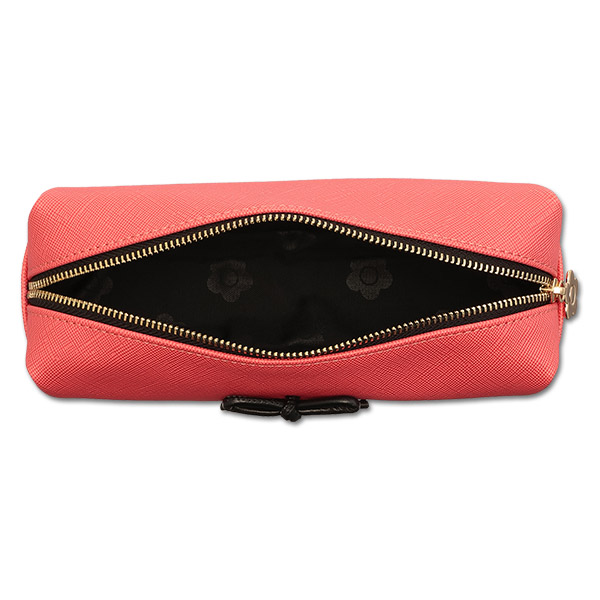 サフィアーノリボン スクエアペンケース（コーラルレッド）