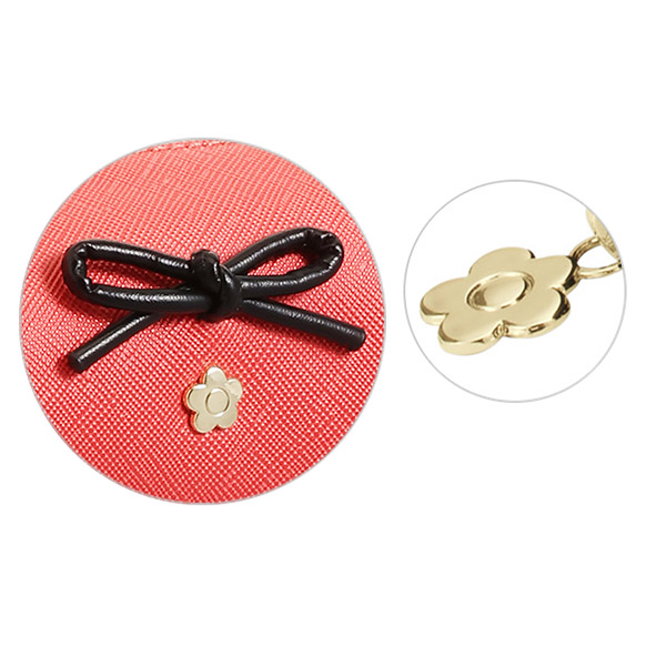 サフィアーノリボン スクエアペンケース（コーラルレッド）