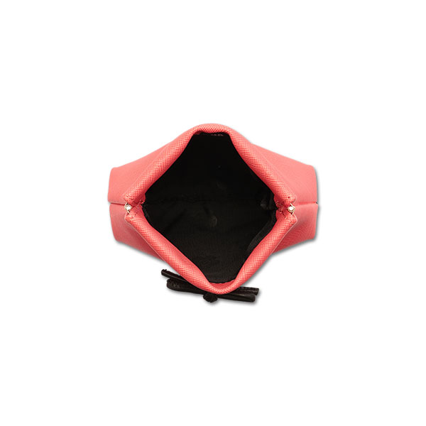 サフィアーノリボン バネクチポーチ（コーラルレッド）