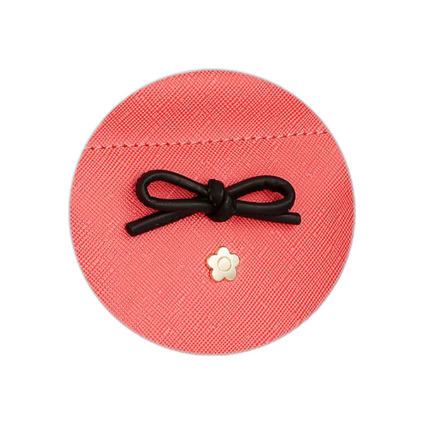 サフィアーノリボン バネクチポーチ（コーラルレッド）