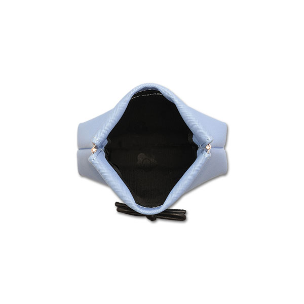 サフィアーノリボン バネクチポーチ（サックスブルー）