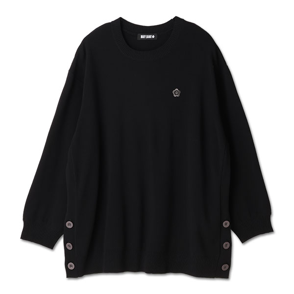 サイドボタンニット プルオーバー（ブラック）