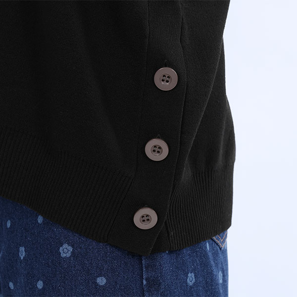 サイドボタンニット プルオーバー（ブラック）