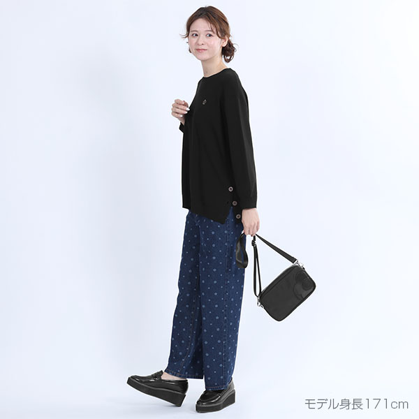 サイドボタンニット プルオーバー（ブラック）