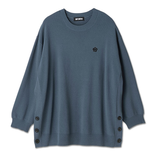 サイドボタンニット プルオーバー（ブルー）