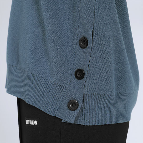サイドボタンニット プルオーバー（ブルー）