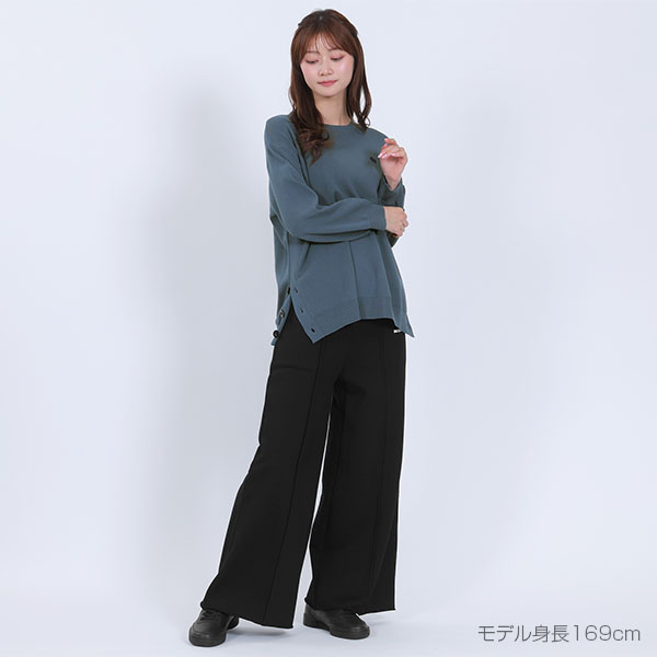 サイドボタンニット プルオーバー（ブルー）