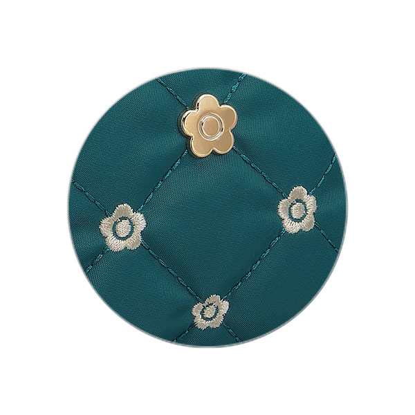 キルトデイジー刺繍 バネクチポーチ（ピーコック）