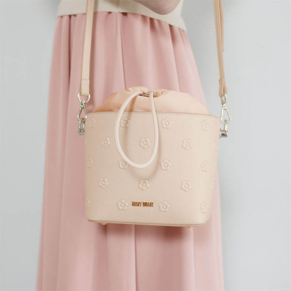 シンプルエンボスデイジー ドロストショルダー（ベージュ）