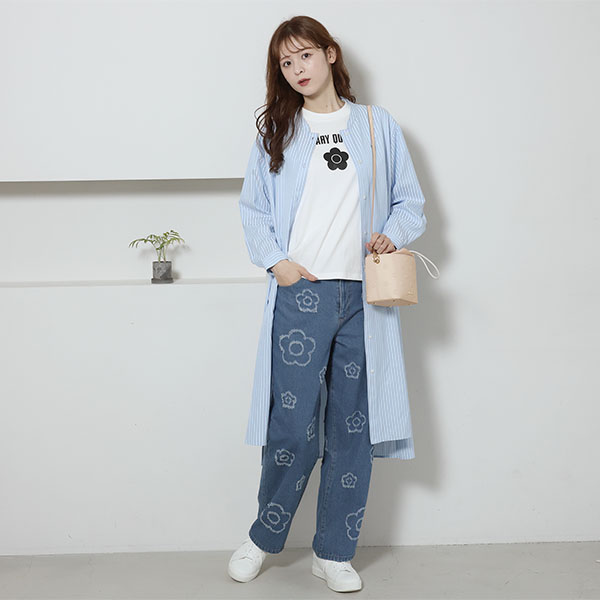 シンプルエンボスデイジー ドロストショルダー（ベージュ）