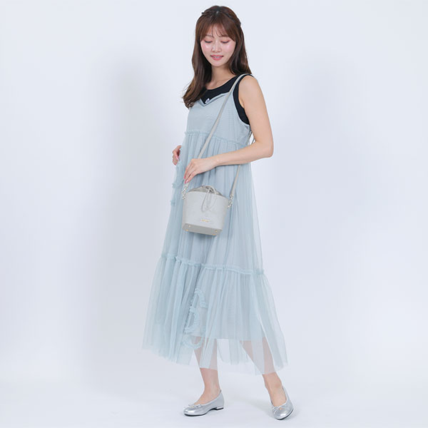 シンプルエンボスデイジー ドロストショルダー（ライトブルー）