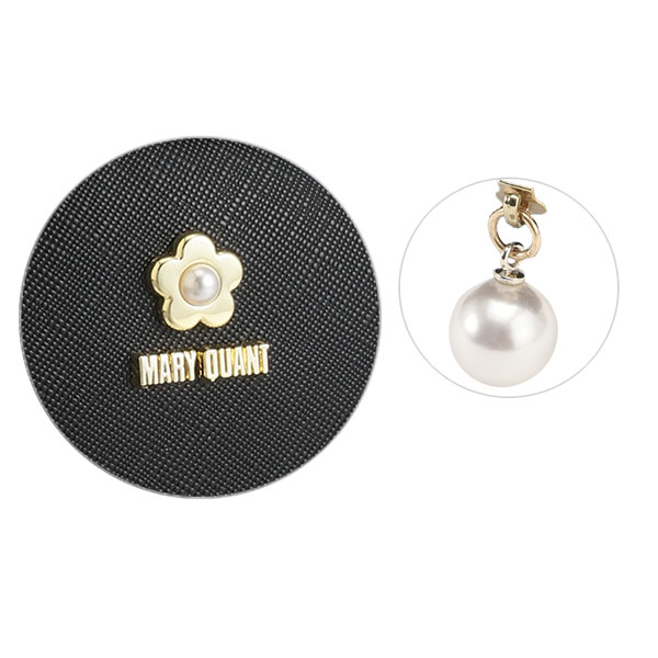 サフィアーノパール ラウンドポーチ（ブラック）