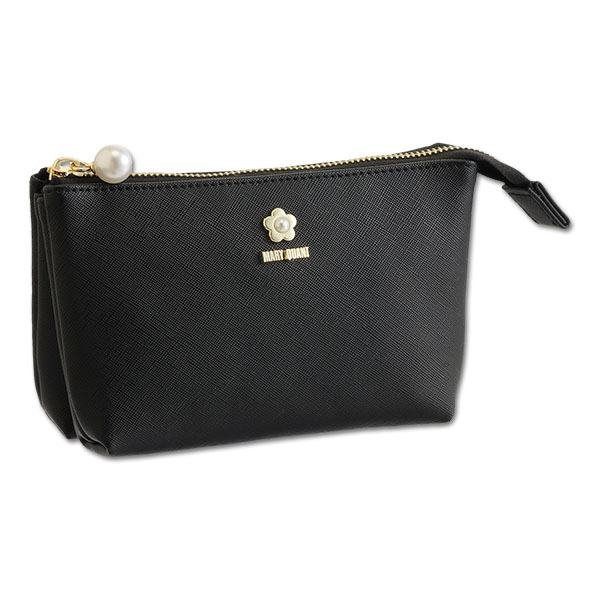 サフィアーノパール 3ポケットポーチ（ブラック）