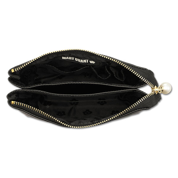 サフィアーノパール 3ポケットポーチ（ブラック）