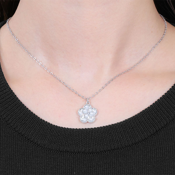 パールクラスタ ネックレス（シルバー）