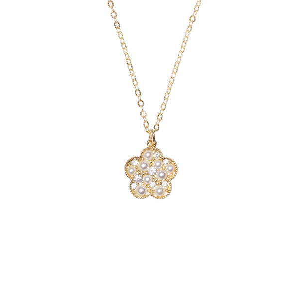 パールクラスタ ネックレス（ゴールド）