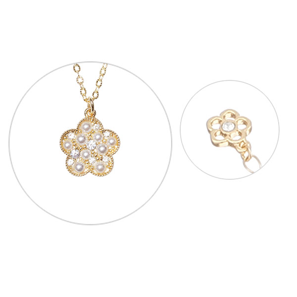 パールクラスタ ネックレス（ゴールド）