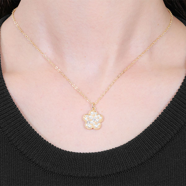 パールクラスタ ネックレス（ゴールド）