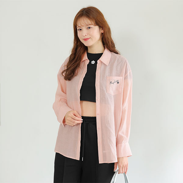 シアーUVシャツ ブラウス（ピンク）