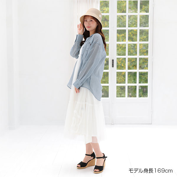 シアーUVシャツ ブラウス（ブルー）