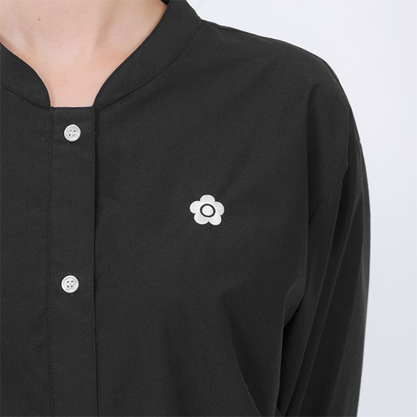 ロングシャツ ワンピース（ブラック）