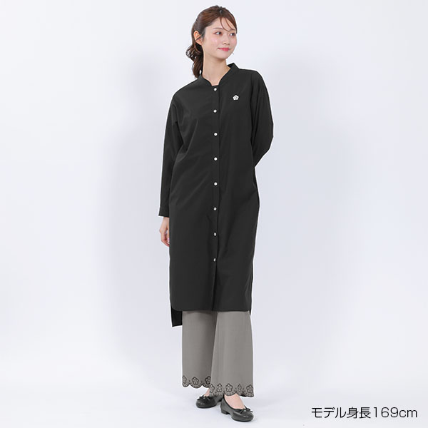ロングシャツ ワンピース（ブラック）