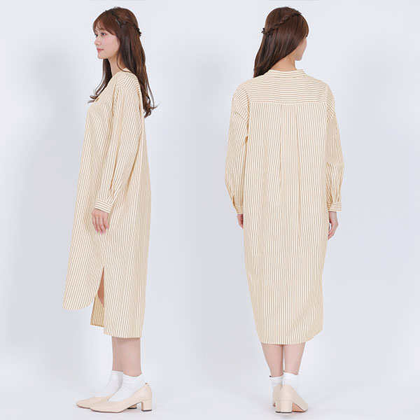 ロングシャツ ワンピース（ベージュ）
