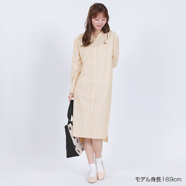 ロングシャツ ワンピース（ベージュ）