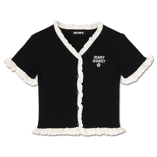 リブフリル カーディガン（ブラック）