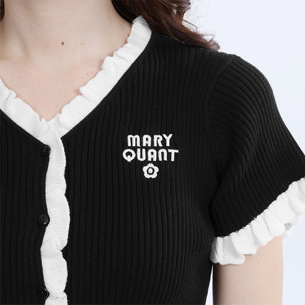 リブフリル カーディガン（ブラック）