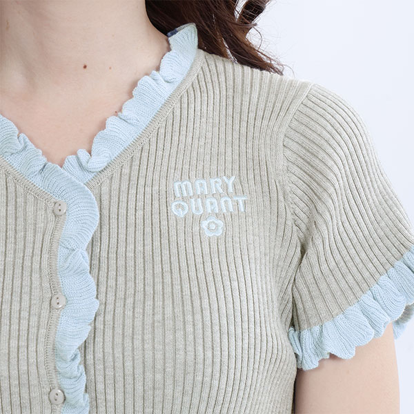 リブフリル カーディガン（グレー）