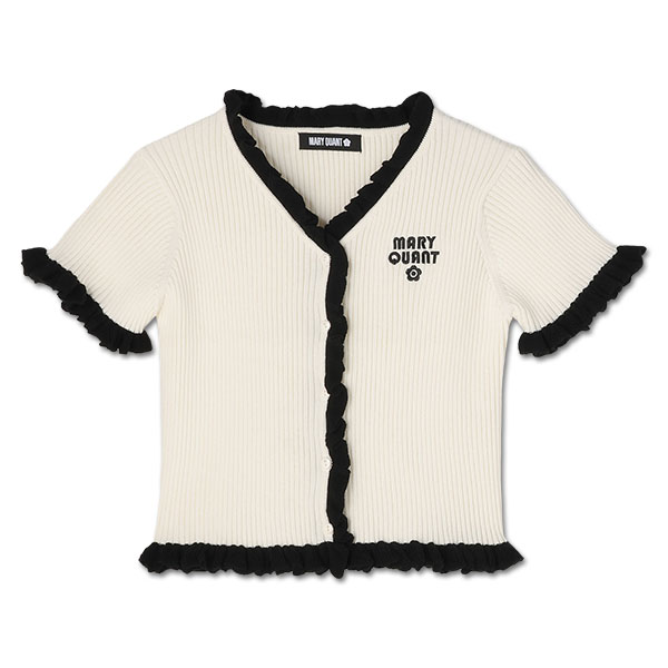 リブフリル カーディガン（ホワイト）