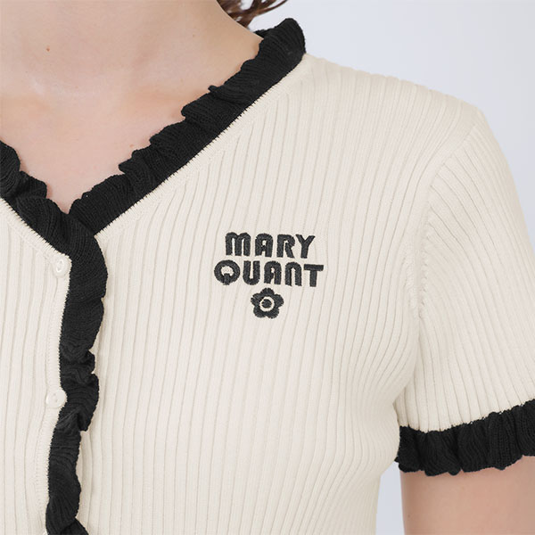 リブフリル カーディガン（ホワイト）