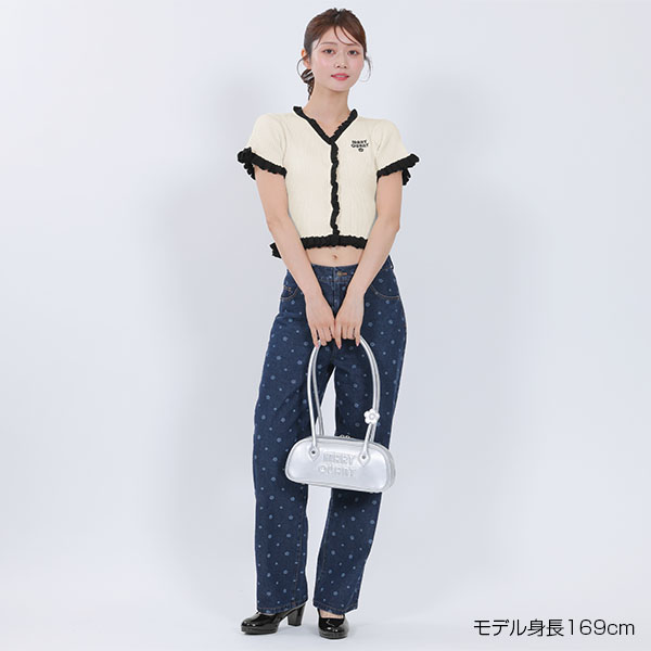 リブフリル カーディガン（ホワイト）