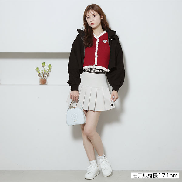 リブフリル カーディガン（レッド）