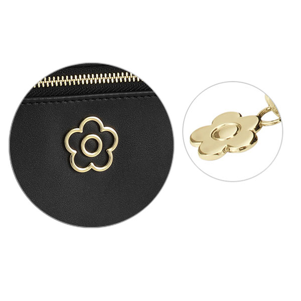 アウトラインメタルデイジー 2ファスナーポーチ（ブラック）