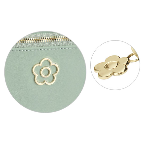 アウトラインメタルデイジー 2ファスナーポーチ（ミント）